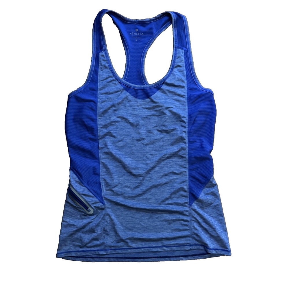 Athleta Women's Size Small Blue Heathered Racerback Tank Top